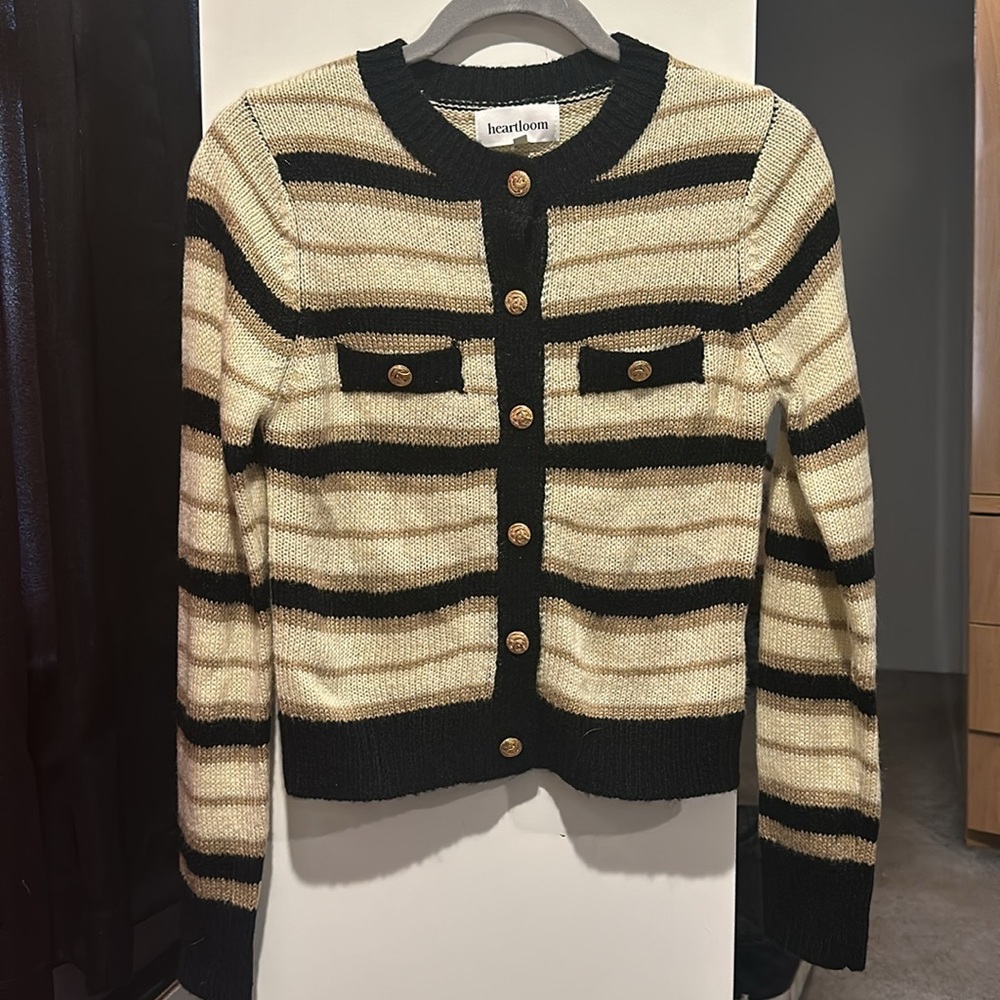 Heartloom Black and Tan Striped Cardigan never worn can - Picture 6 of 10